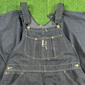 Vintage Sears Perma-Preset Workwear Carpenter Overalls Bibs Mens 34x28" Blue 70s